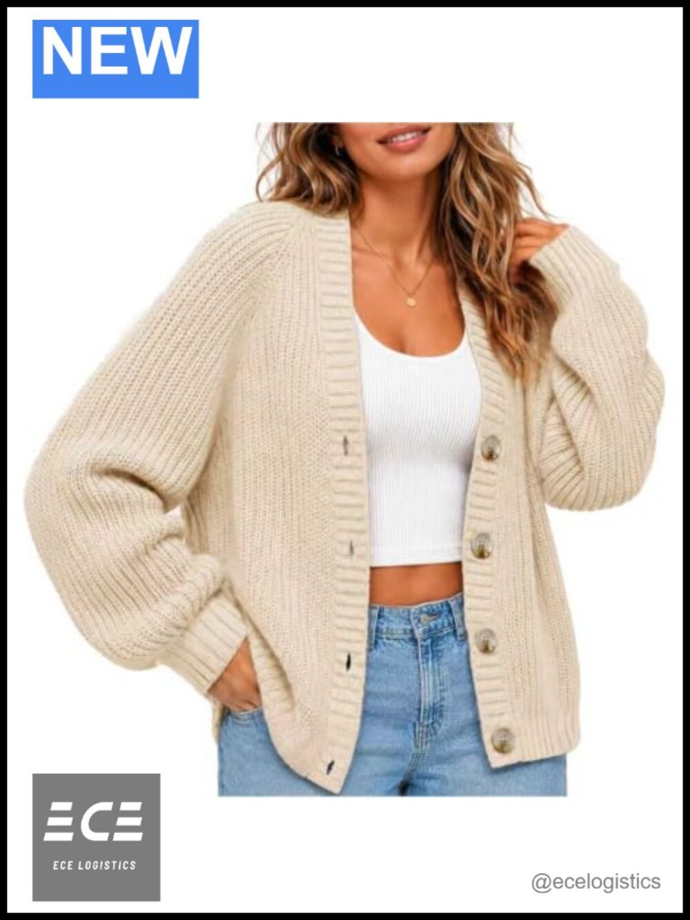 Women's Chunky Cable Knit V-Neck Button Front Cardigan Sweater